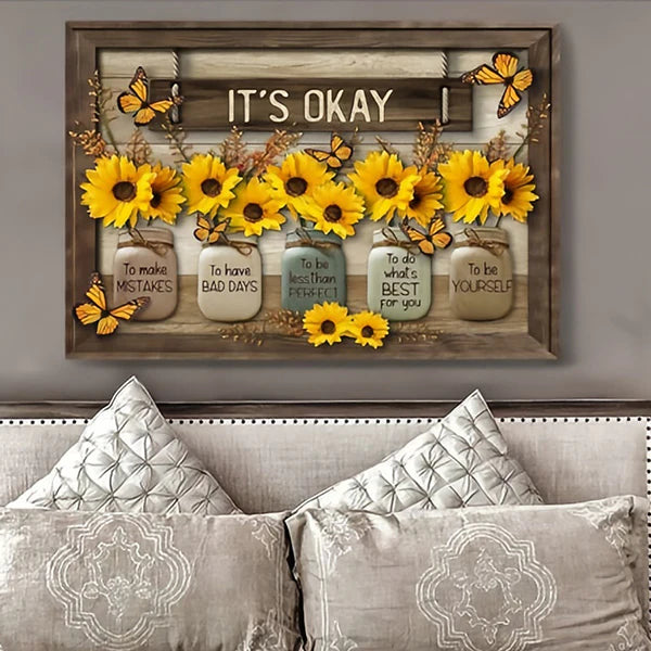 FloraFlutter – Sunflower Butterfly Art Panel