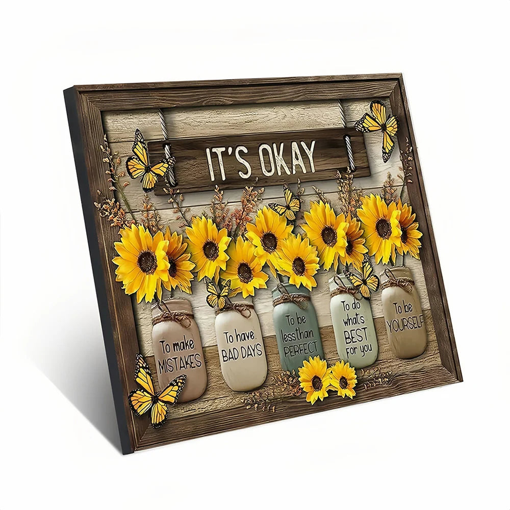 FloraFlutter – Sunflower Butterfly Art Panel