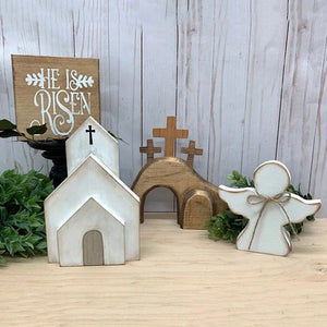 FaithBloom – He Is Risen Easter Tier Tray Decor