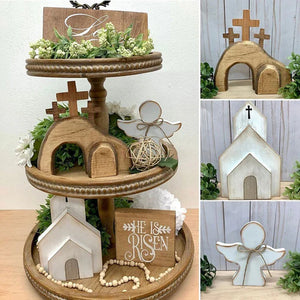 FaithBloom – He Is Risen Easter Tier Tray Decor