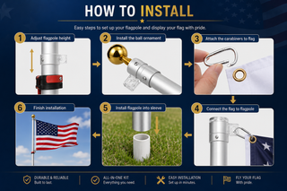 Step-by-step guide on how to install a flagpole with American flag display.