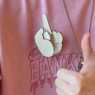 PokePin – Funny Wooden Finger Brooch