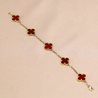 AuraLeaf – Lucky Carnelian Clover Bracelet