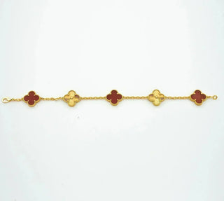 AuraLeaf – Lucky Carnelian Clover Bracelet