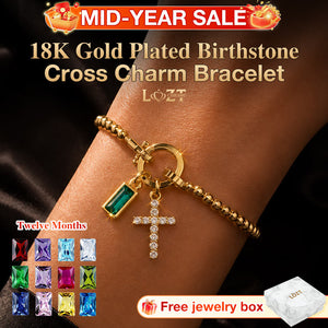 Mid-Year Sale - Second one only 399₱ - 18K Gold Plated Birthstone Cross Charm Bracelet - Comes with a Free Jewelry Box