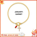January Garnet Cross Bracelet