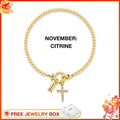 November Citrine Cross Bracelet