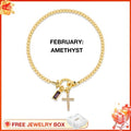 February Amethyst Cross Bracelet
