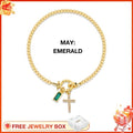 May Emerald Cross Bracelet