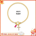 July Ruby Cross Bracelet