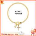 August Peridot Cross Bracelet