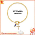 September Sapphire Cross Bracelet