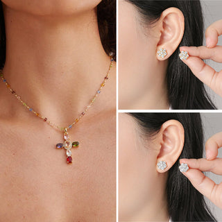 Mid-Year Mega Sale - Buy One Get One to save 100P - Colorful zircon cross necklace - Comes with a Free Jewelry Box