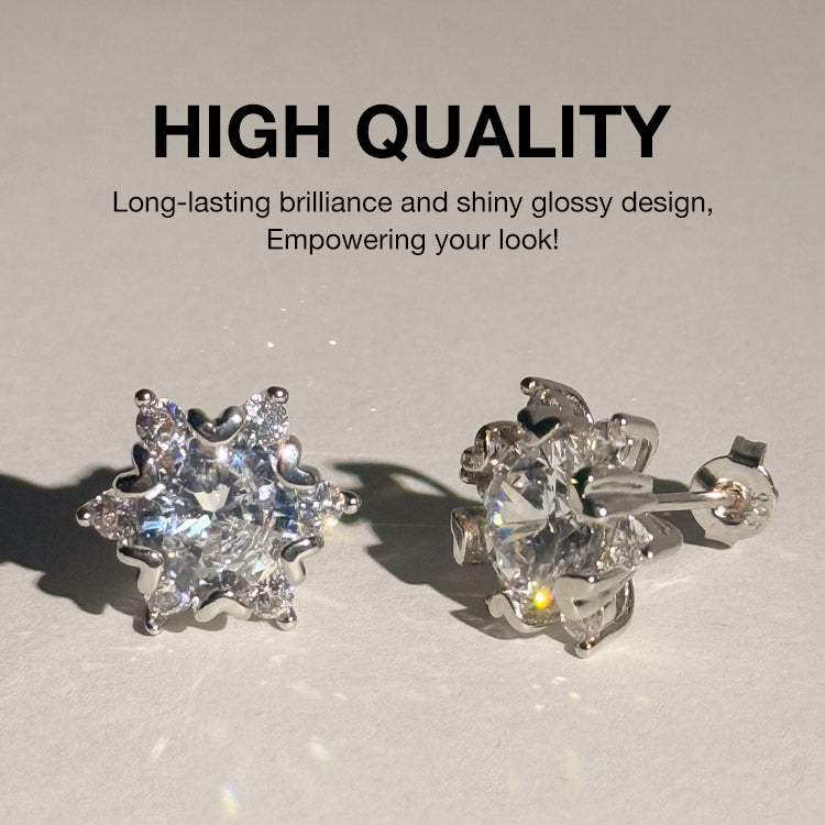 Mothers Day Promotion - Snowflake Moissanite Earrings - GRA certificate, free gift box