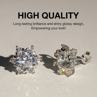 Mothers Day Promotion - Snowflake Moissanite Earrings - GRA certificate, free gift box