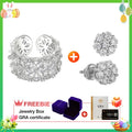 Moissanite Flower Ring + Silver Flower Earring(Save $5)