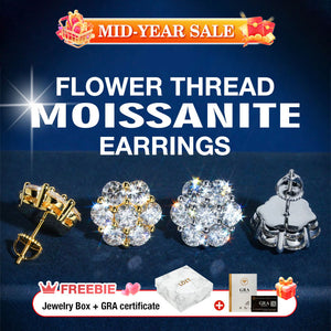 Mid-Year Sale - Buy 1 Get 1 Free - Flower Beaded Moissanite Earrings - GRA Certified - Comes with a Custom Jewelry Box