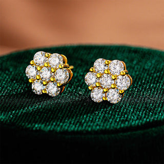 Mid-Year Sale - Buy 1 Get 1 Free - Flower Beaded Moissanite Earrings - GRA Certified - Comes with a Custom Jewelry Box