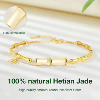 Easter promotion Second-Instant discount of P200 - Hetian Jade Bamboo Segment Bracelet - Symbolizing romance and blessings, with a free jewelry box included!