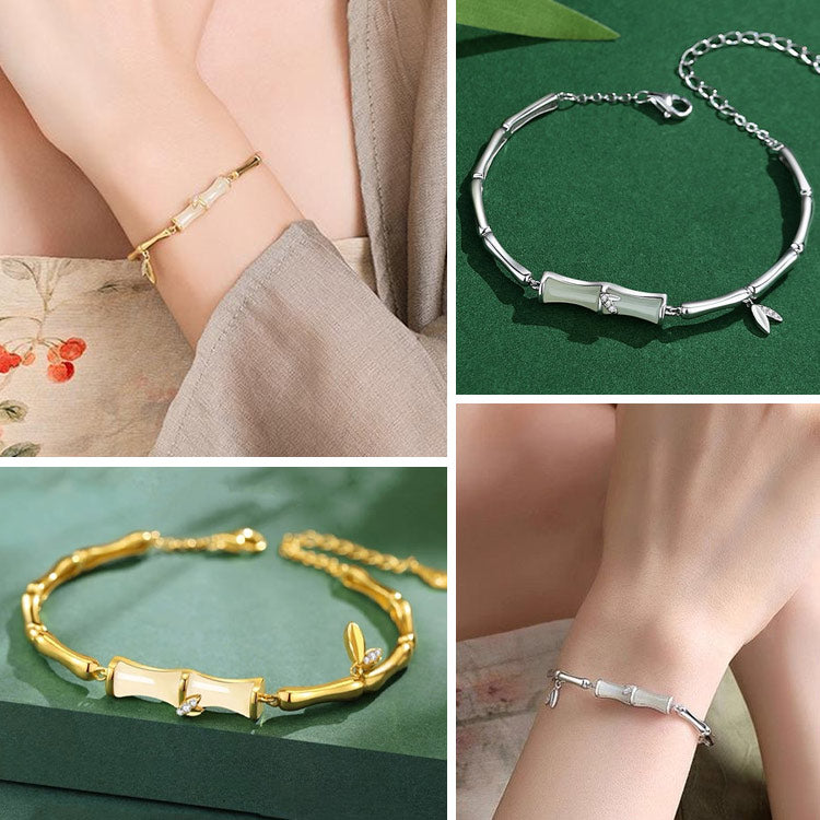Easter promotion Second-Instant discount of P200 - Hetian Jade Bamboo Segment Bracelet - Symbolizing romance and blessings, with a free jewelry box included!