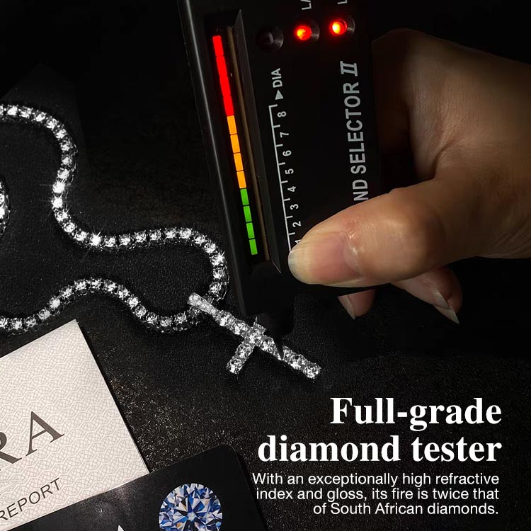 Womens Day Promo - New Moissanite Cross Necklace-Luxurious Sparkle - GRA Certificate, Free Gift Box
