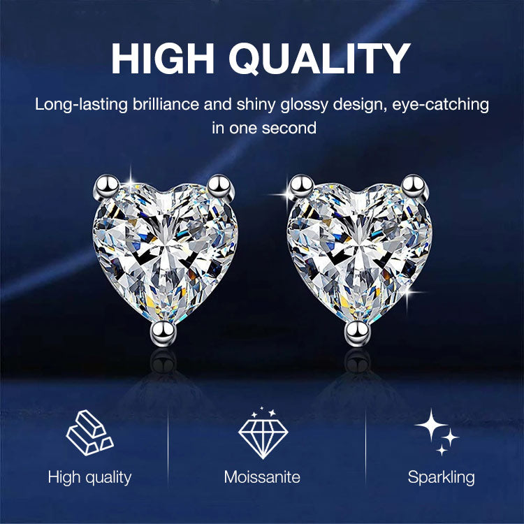 Easter promotion - Buy 1 Get 1-Heart Moissanite Earrings– GRA Certified Brilliance – Free Luxury Jewelry Box – Perfect Holiday Gift to Sparkle Your Season!