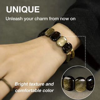 Christmas promotion-Natural Stone Obsidian Beaded Bracelet-Bring wealth and good luck, drive away negative energy. Stabilize emotions, reduce anxiety-free jewelry box
