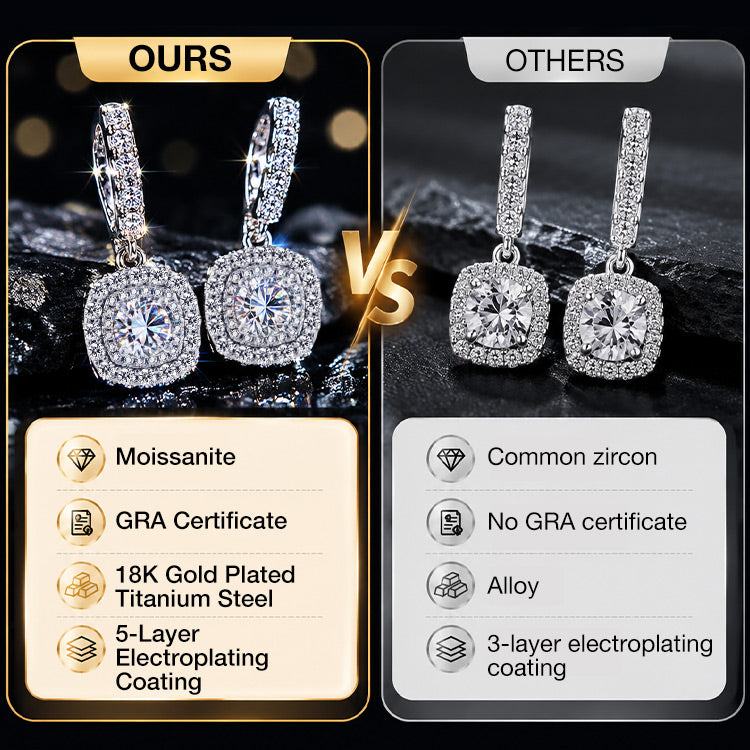 Mid-year Promo – Geometric Drop Earrings Set – GRA Certified Brilliance – Free Luxury Jewelry Box – Perfect Holiday Gift to Sparkle Your Season!
