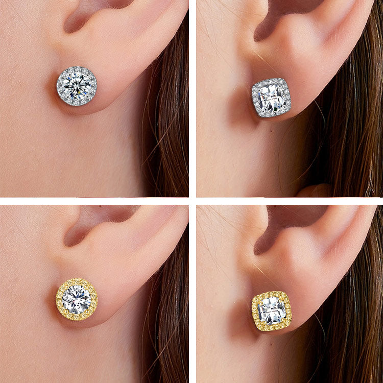 Mid-Year Sale - buy 1 take 1 - Small sugar cube Moissanite earrings - GRA certified - Comes with a custom jewelry box