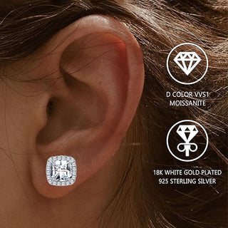 Mid-Year Sale - buy 1 take 1 - Small sugar cube Moissanite earrings - GRA certified - Comes with a custom jewelry box