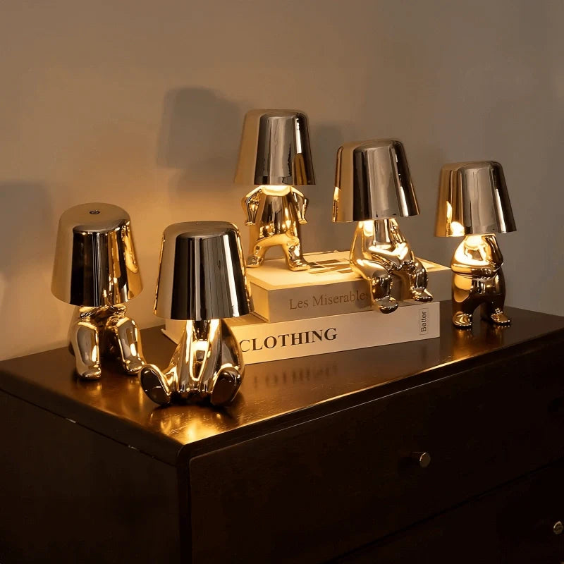 LumiThink – Elegant Gold Thinker Touch Lamp