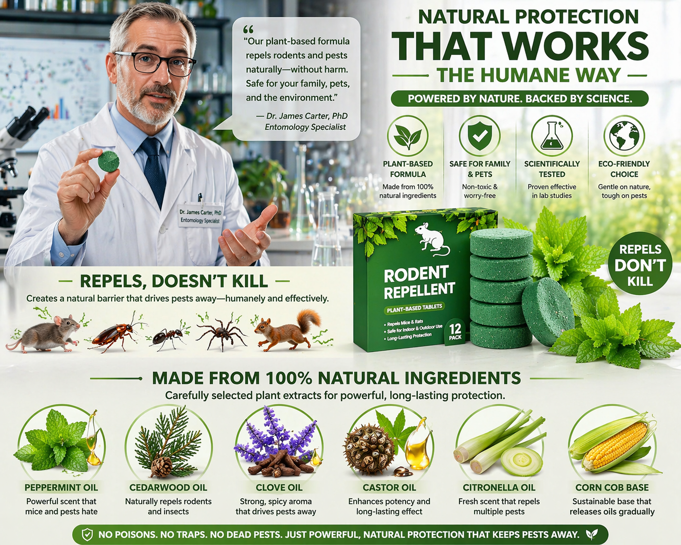 Natural Peppermint Rodent Repellent Tablets