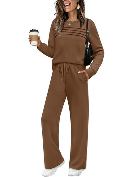 RelaxFit – Women's Crew Neck & Drawstring Pants Loungewear Set