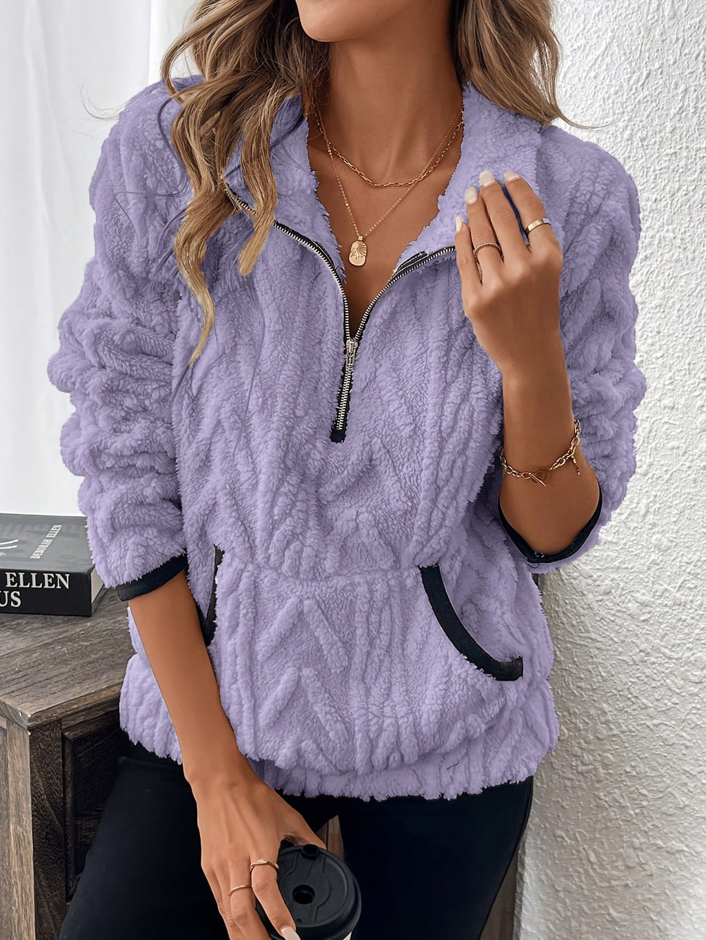 LoungeLuxe – Comfy Cloud-Soft Half-Zip Sweatshirt