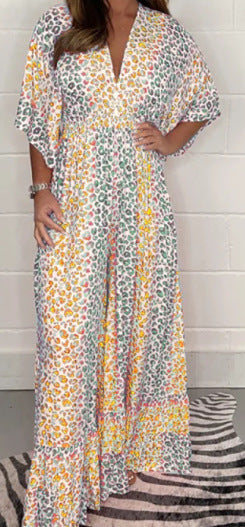 FelineFierce – Leopard Print V-Neck Dress