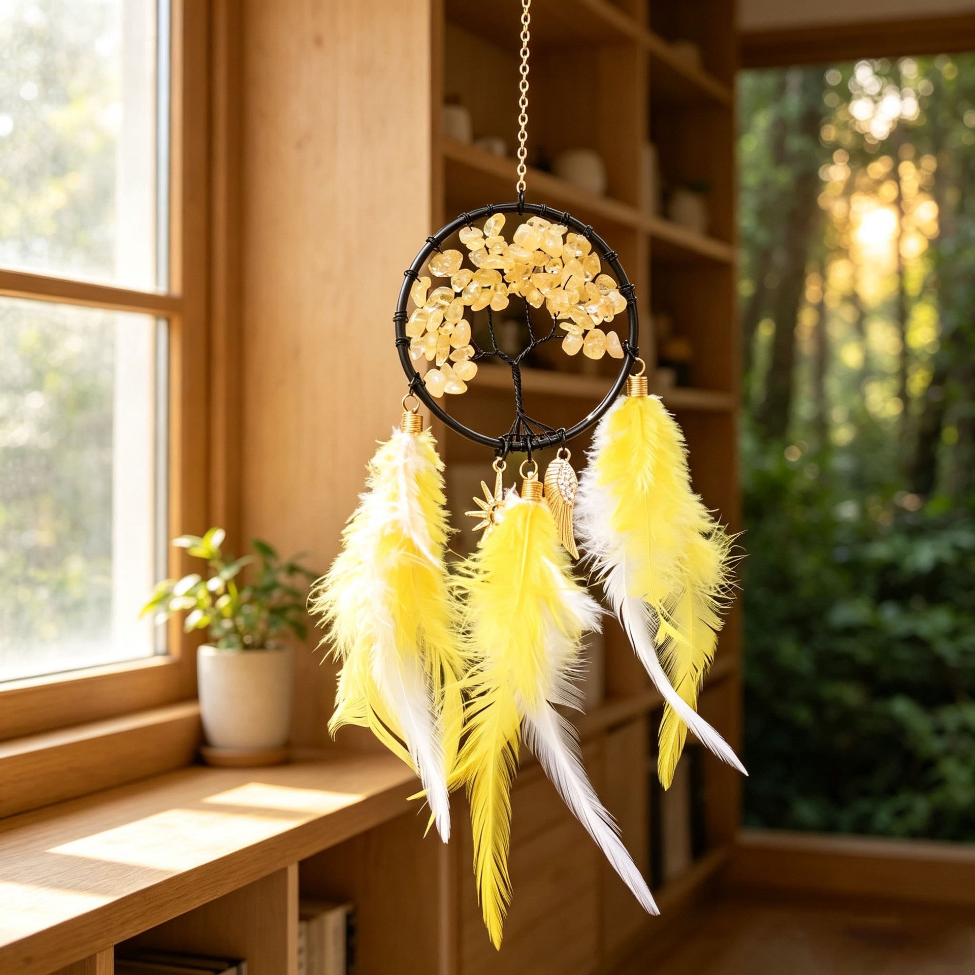 TreeAura – Crystal Tree of Life Feather Hanging