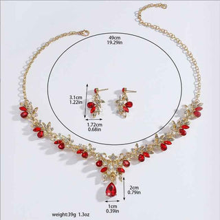 Sparkling Teardrop Pendant Necklace and Earrings Set