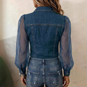 LuxeCharm – Premium Casual Chic Denim Blouse