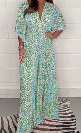 FelineFierce – Leopard Print V-Neck Dress