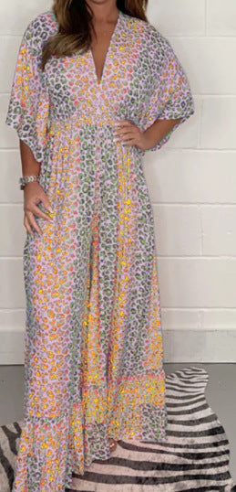 FelineFierce – Leopard Print V-Neck Dress