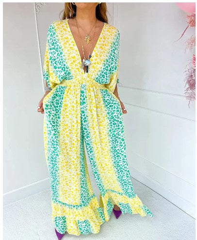 FelineFierce – Leopard Print V-Neck Dress