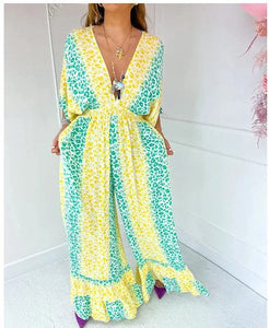 FelineFierce – Leopard Print V-Neck Dress