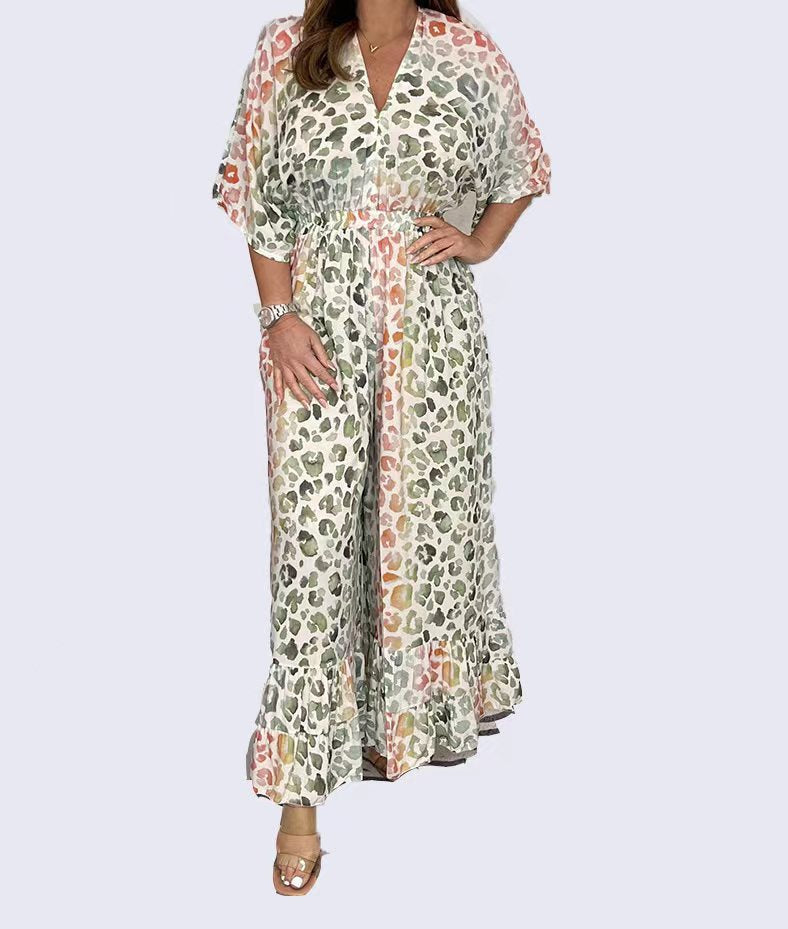 FelineFierce – Leopard Print V-Neck Dress