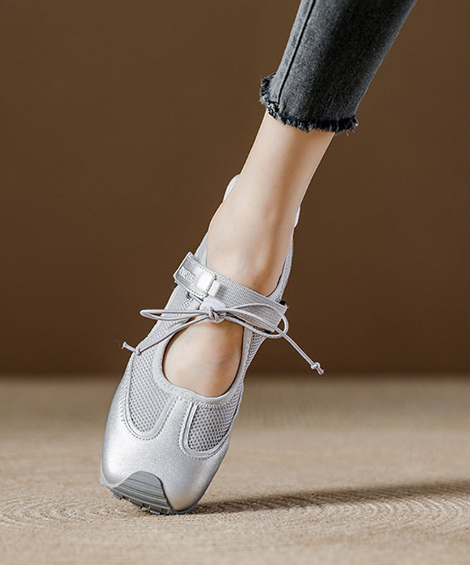 Orange Breathable Mesh Boutique Splicing Flat Shoes Women - Omychic