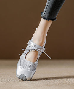 Orange Breathable Mesh Boutique Splicing Flat Shoes Women - Omychic