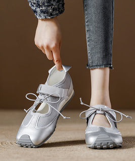 Orange Breathable Mesh Boutique Splicing Flat Shoes Women - Omychic