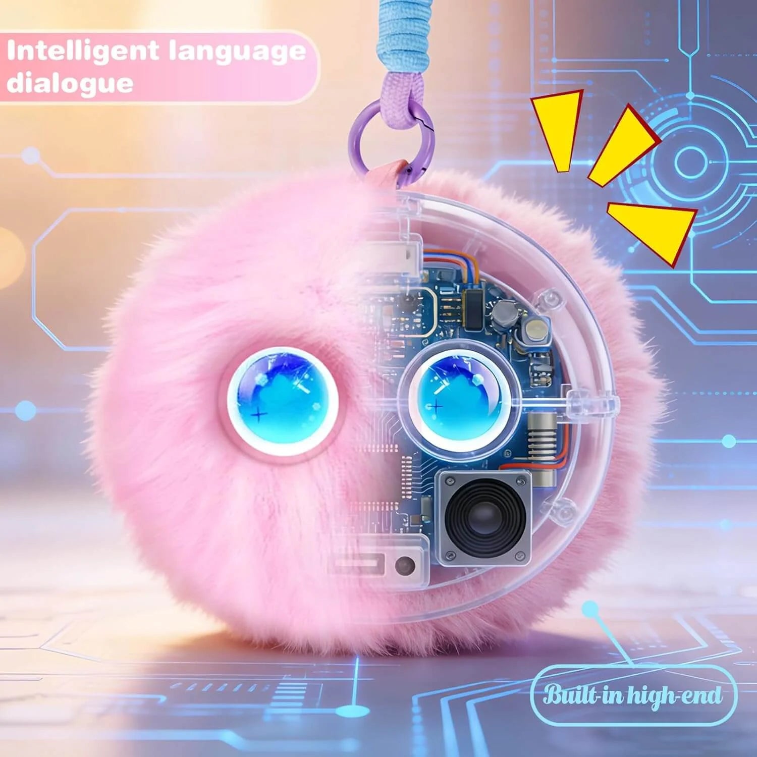 AI Plush Buddy: Smart Talking Desk & Bag Companion with Glowing Eyes-ChicWoo