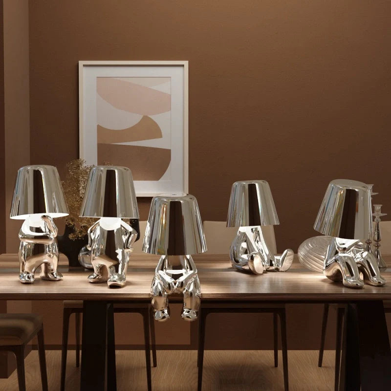 LumiThink – Elegant Gold Thinker Touch Lamp