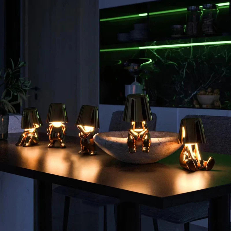 LumiThink – Elegant Gold Thinker Touch Lamp