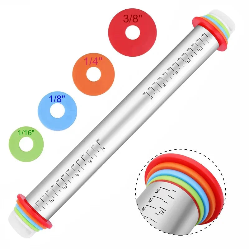 BakeFlex – Adjustable Rolling Pin Set with Silicone Baking Mat